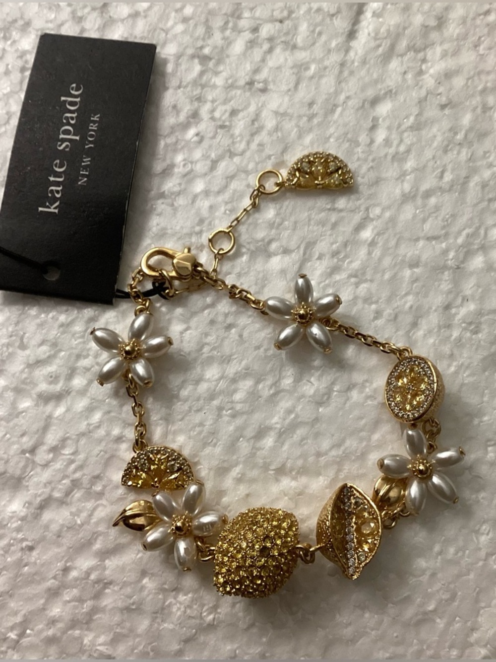 Kate Spade Gold-Tone Flower & Lemon Multi-Charm Pendant Bracelet - Picture 4 of 7